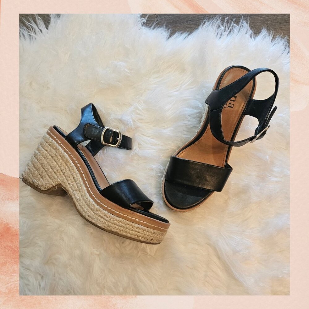 A.n.a Black Espadrilles Platform Sandals